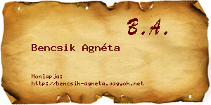 Bencsik Agnéta névjegykártya